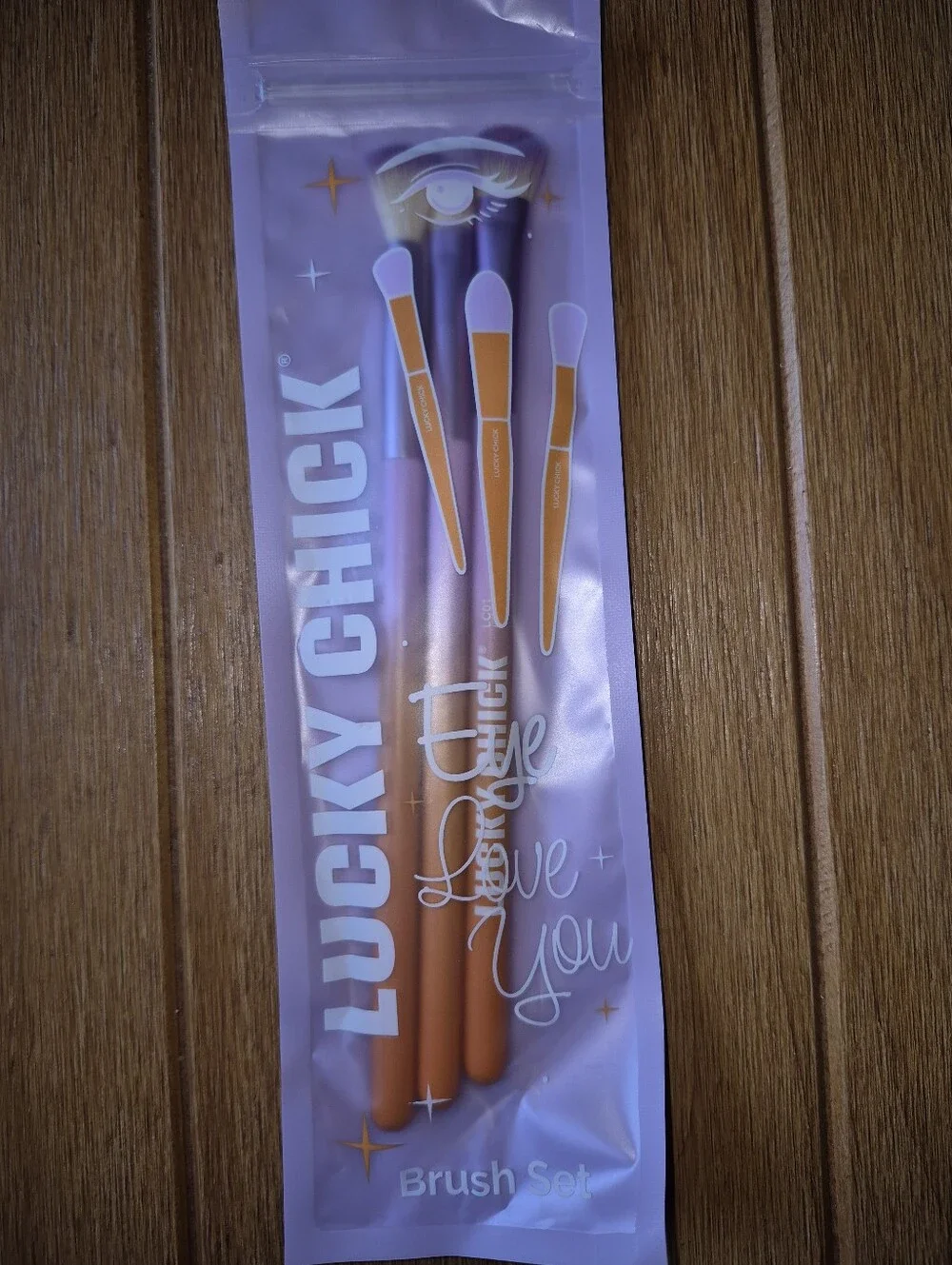 Lucky Chick 3 Piece Eye Brush Set & Marilyn Monroe Lipstick Kiss Drawstring Bag